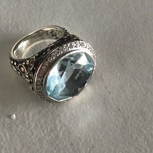 Authentic John Hardy blue topaz and diamond ring.